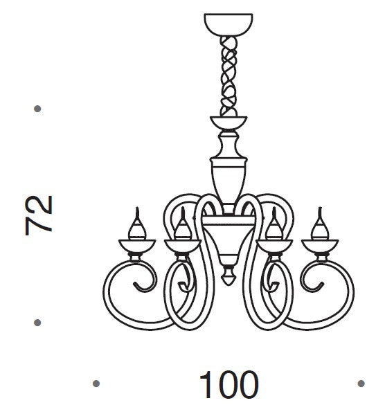 Baroque 6 Light Murano Glass Chandelier