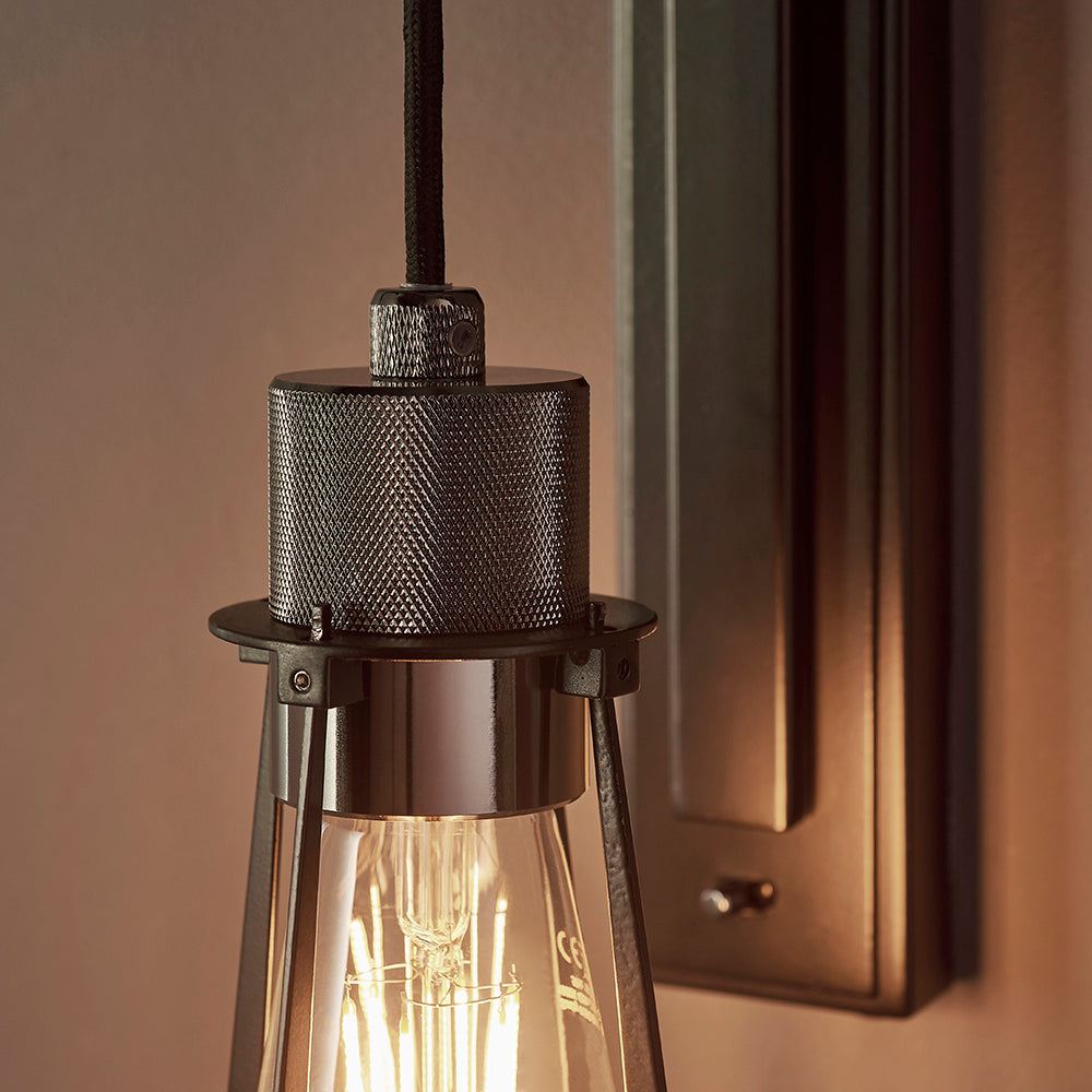 Black Chrome Knurled Wall Light - ID 11003