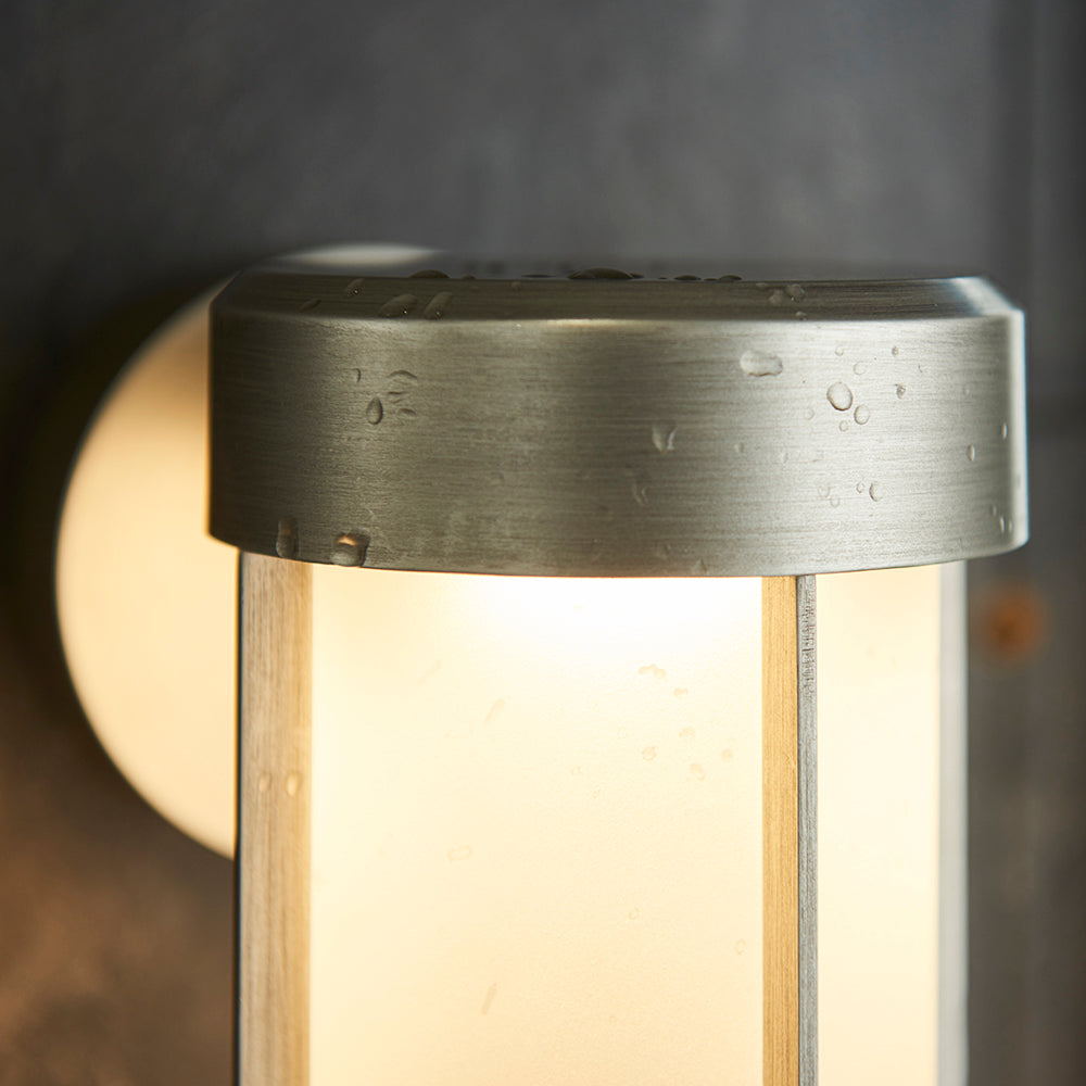 Die Cast IP44 LED Wall Light In Brushed Silver With Opal Glass - ID 11070