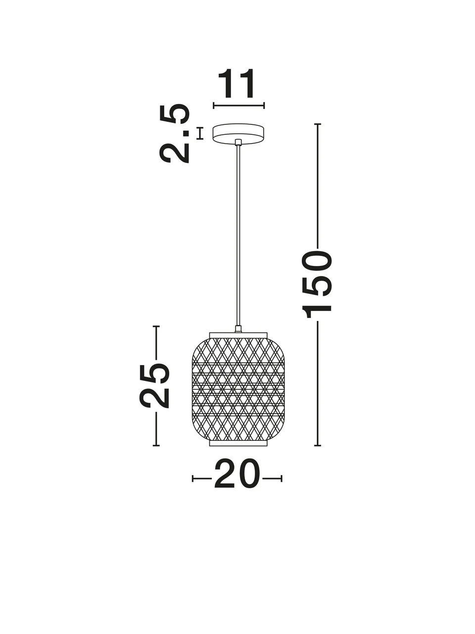 SAM Natural Rattan Small Single Pendant - ID 15022