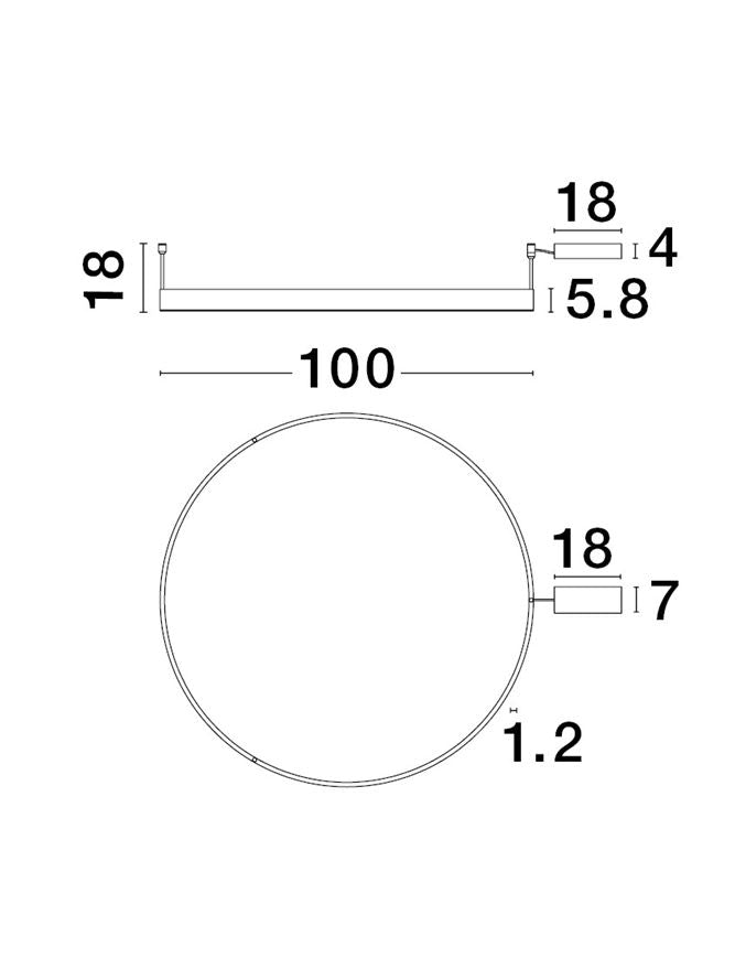 MOT Dimmable Sandy Black Aluminium & Acrylic Ring Semi Flush Large - ID 12539