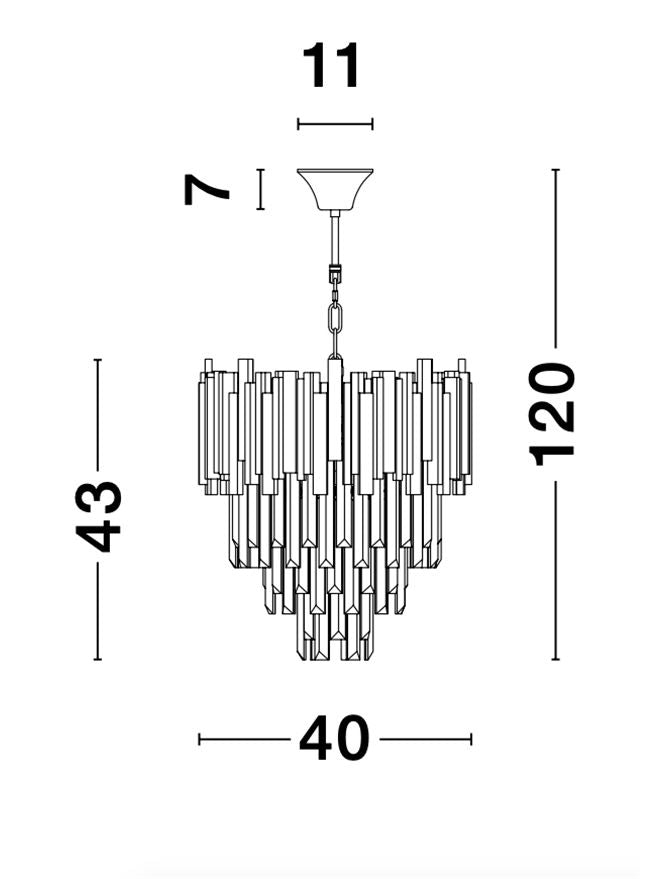 GRA Gold Metal & Crystal Contemporary Chandelier Small - ID 10476