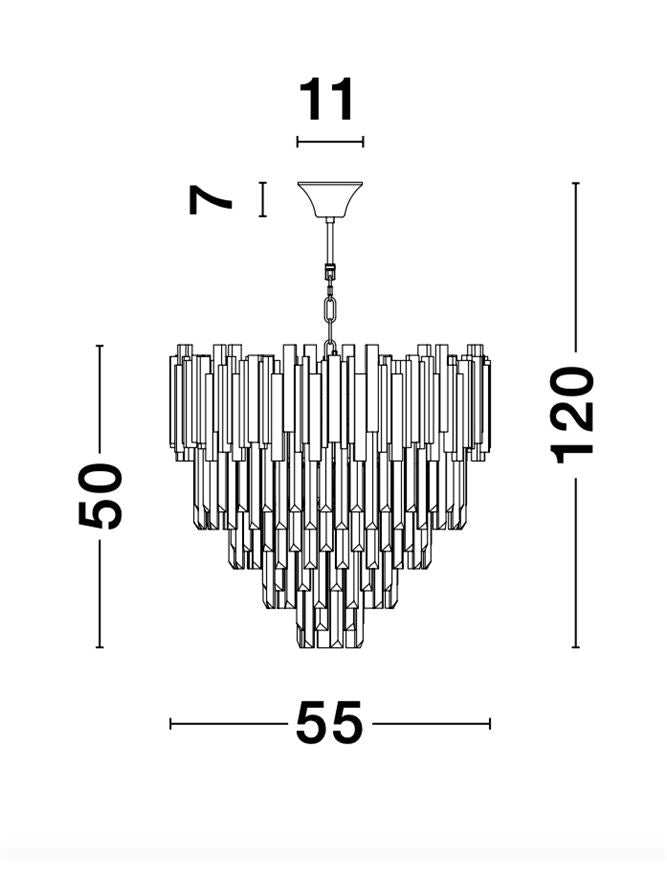 GRA Gold Metal & Crystal Contemporary Chandelier Large - ID 10477