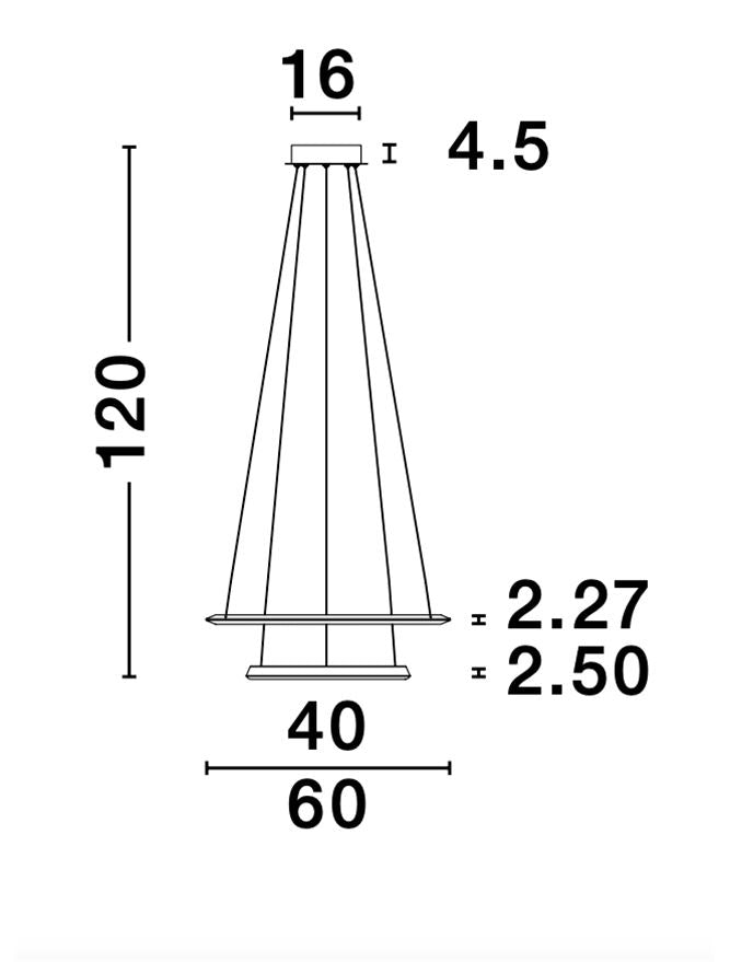 NET Chrome Aluminium & Crystal Adjustable Twin Ring Dimmable Pendant Small - ID 10469