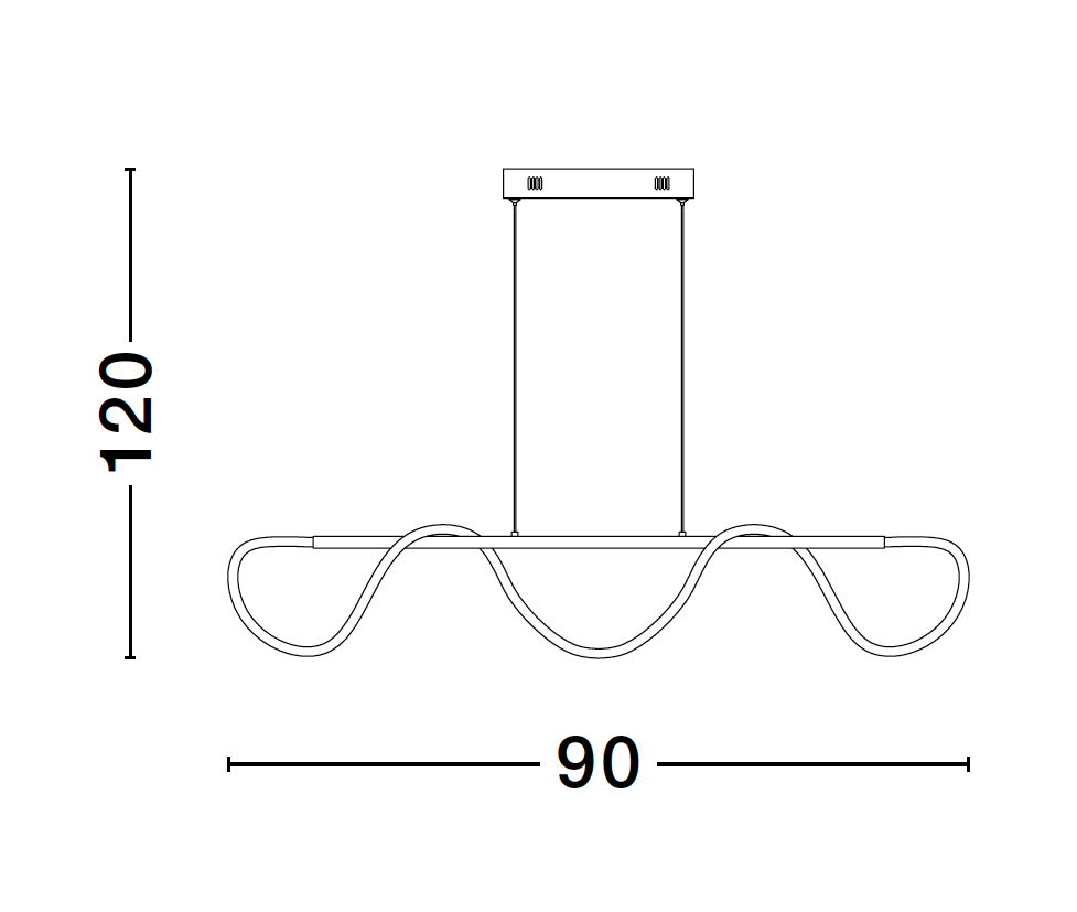 TIR Gold Aluminium & Acrylic Light Worm Linear Bar Pendant - ID 10096