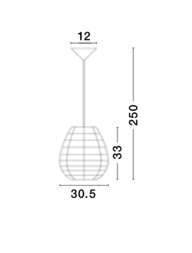 GRI Natural Paper With Black Fabric Cable & Base Single Pendant - ID 10688