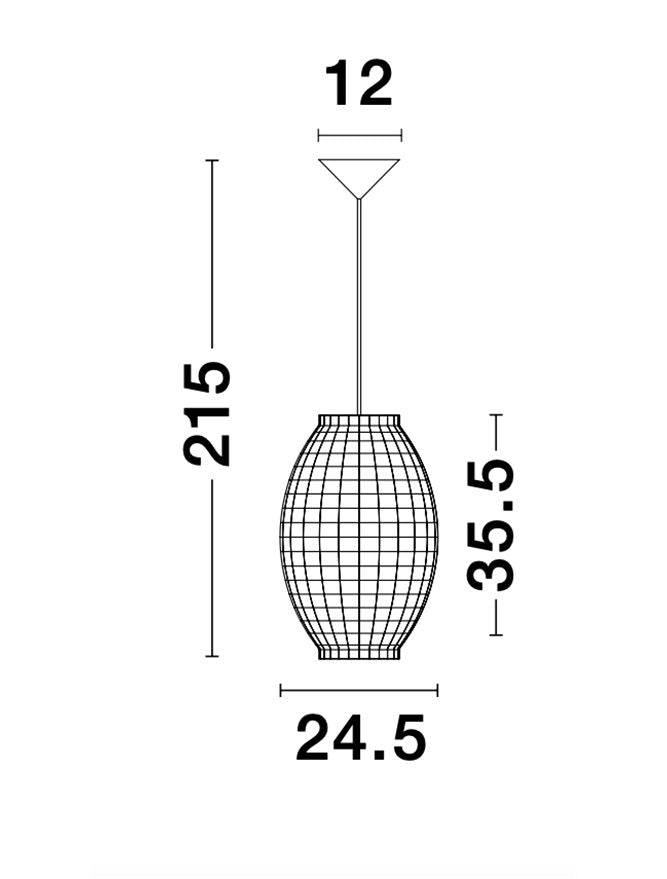 GRI Dried Water Hyacinth With Black Fabric Cable & Base Single Pendant - ID 10442