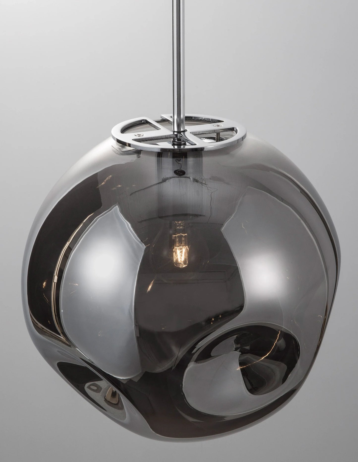 AYA Smoked Metallic Grey Dimpled Glass Single Pendant - ID 14826