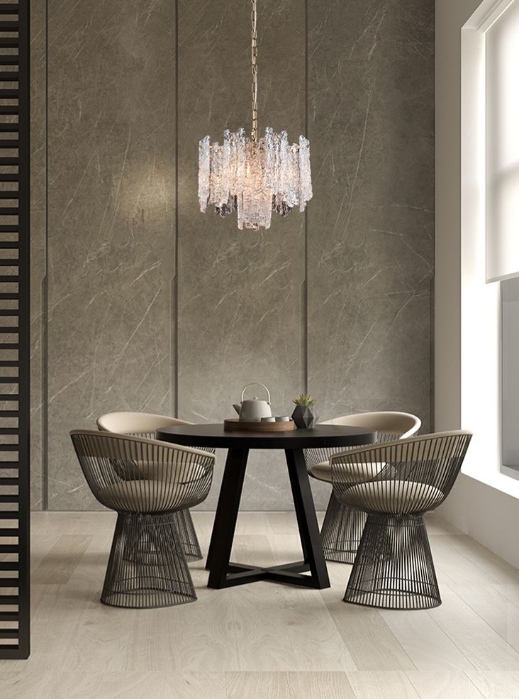 ICL Aged Brass & Ice Cubed 5 Light Refract Pendant - ID 13230