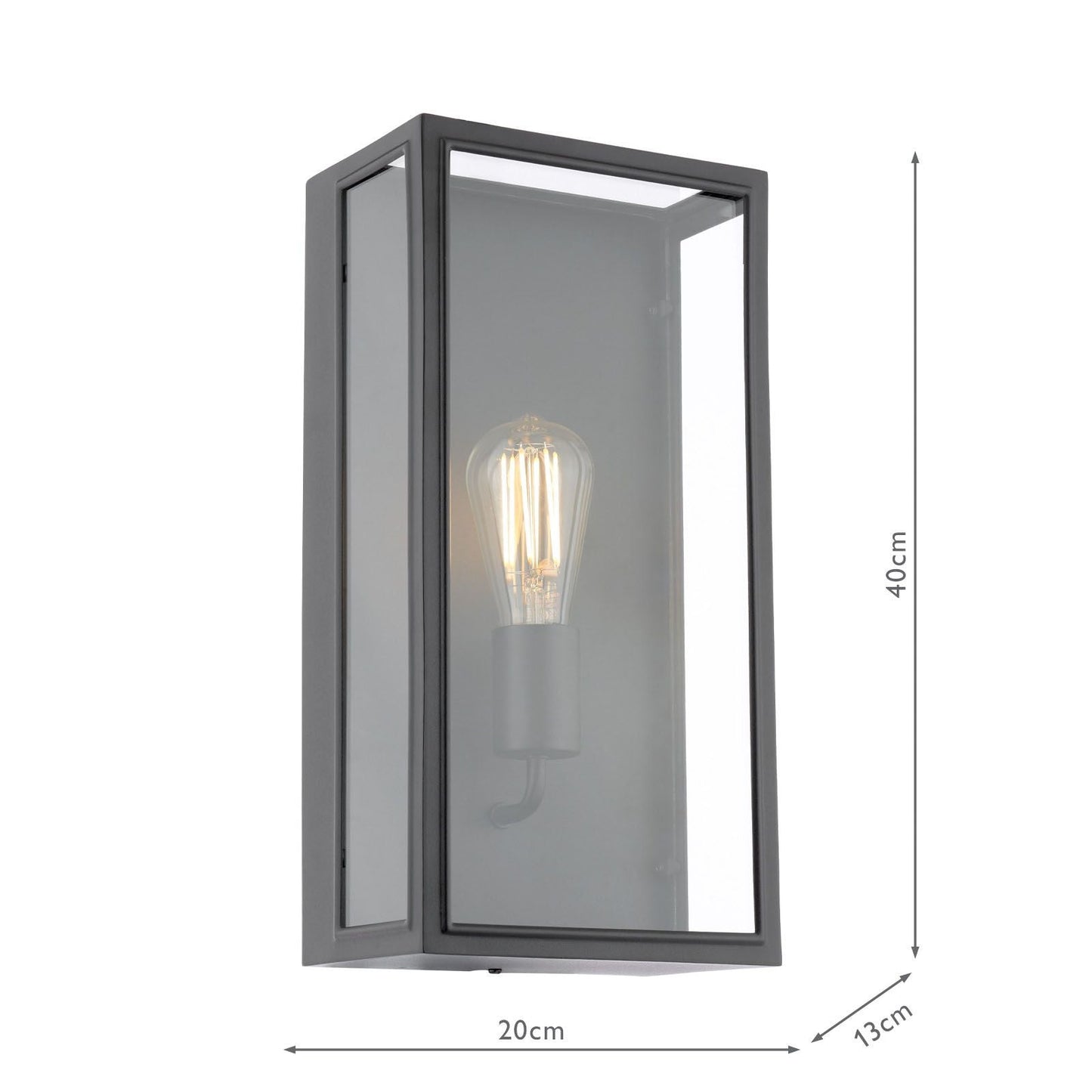 Medium Matt Black and Glass 1 Lamp Outdoor Wall Light - ID 14852