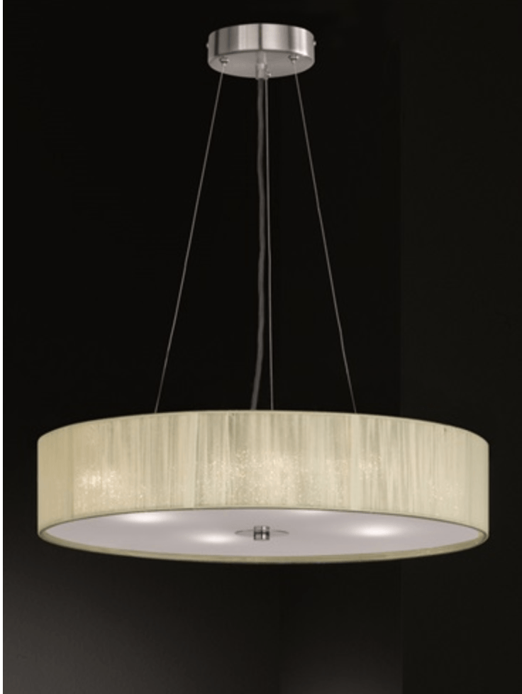 Scourie Medium Satin Nickel and Cream Thread Pendant - ID 6222