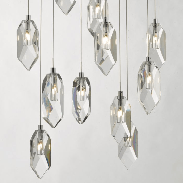 Heston 12 Light Faceted Crystal Cluster Pendant - ID 8092