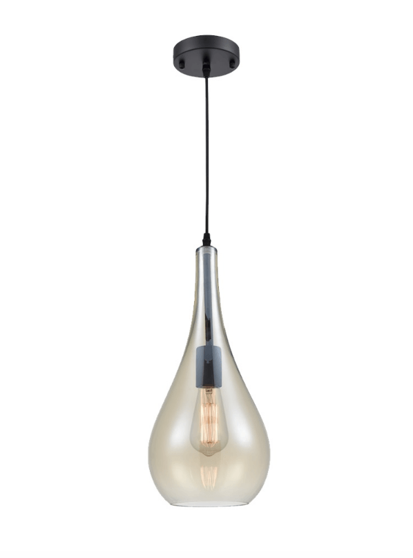 Aperfield Pear Single Pendant With Pale Amber Glass - ID 8397