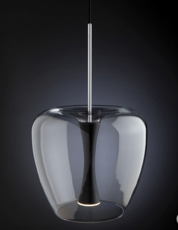 Quasar Apple Mood Suspension 30 Clear Glass Pendant Black - ID