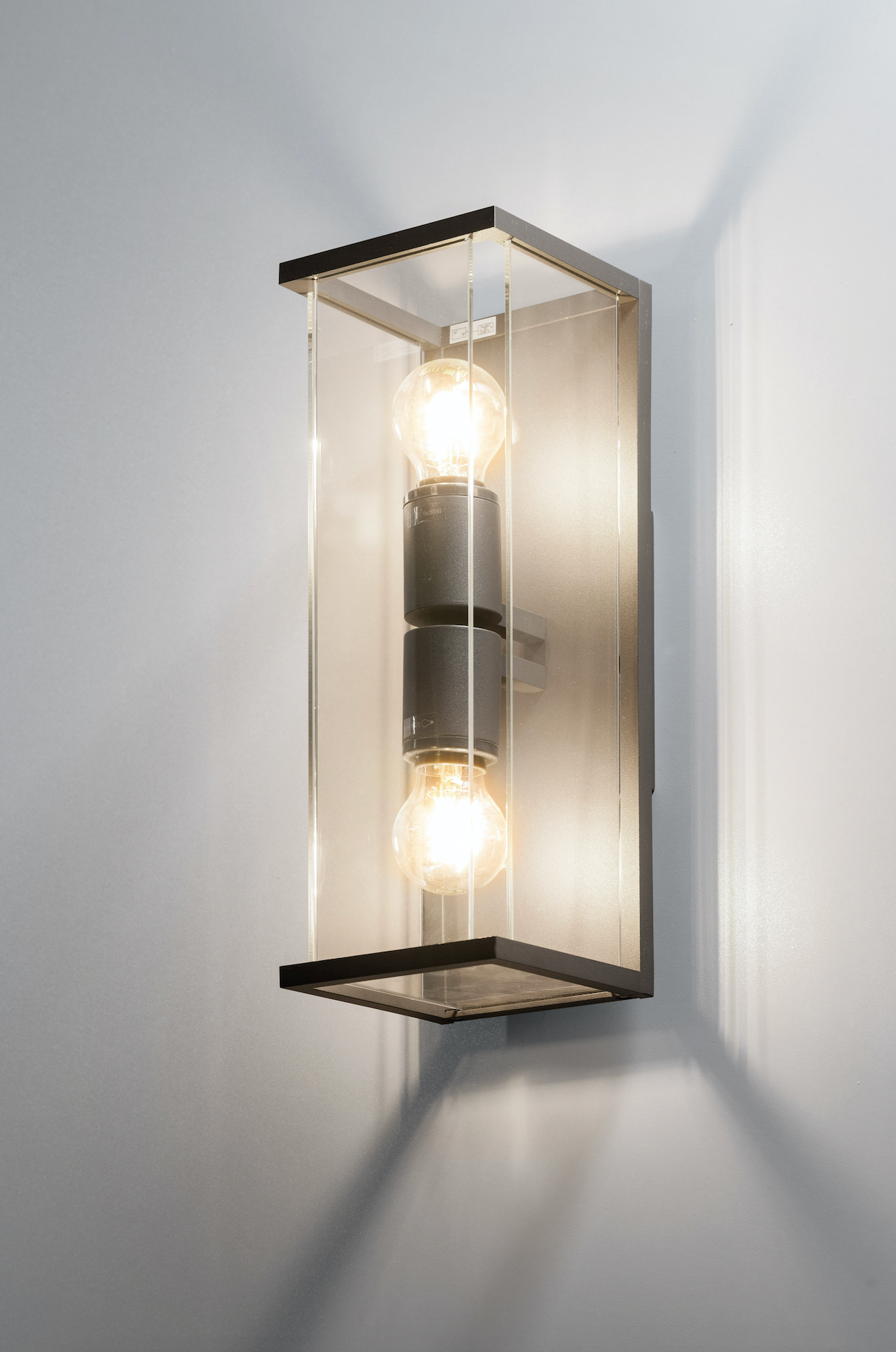 Modern Two Lamp Glass Panelled Exterior Wall Light - ID 10383 discontinued