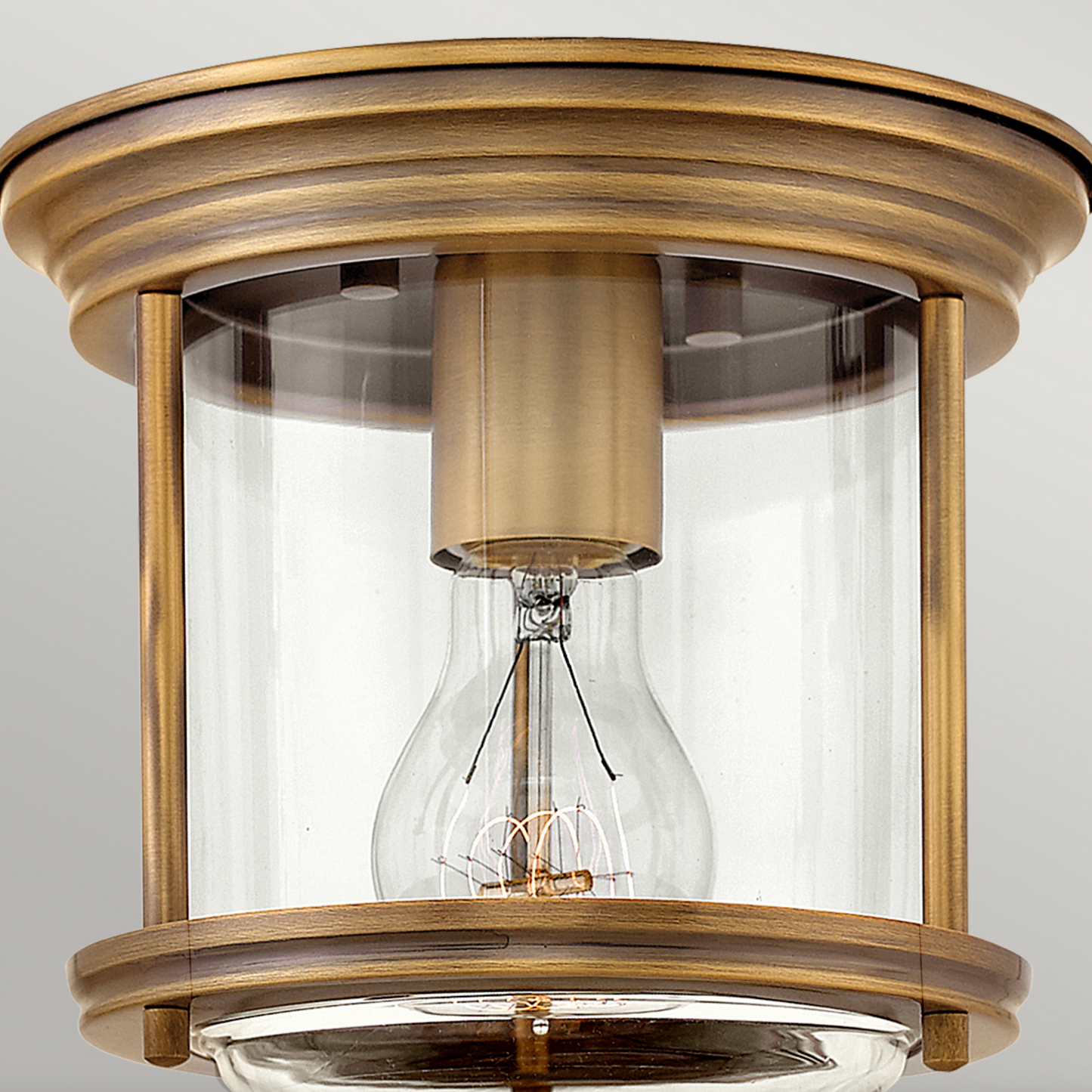 HAD Brushed Bronze & Clear Glass One Lamp Semi Flush IP44 Ceiling Light - 11440