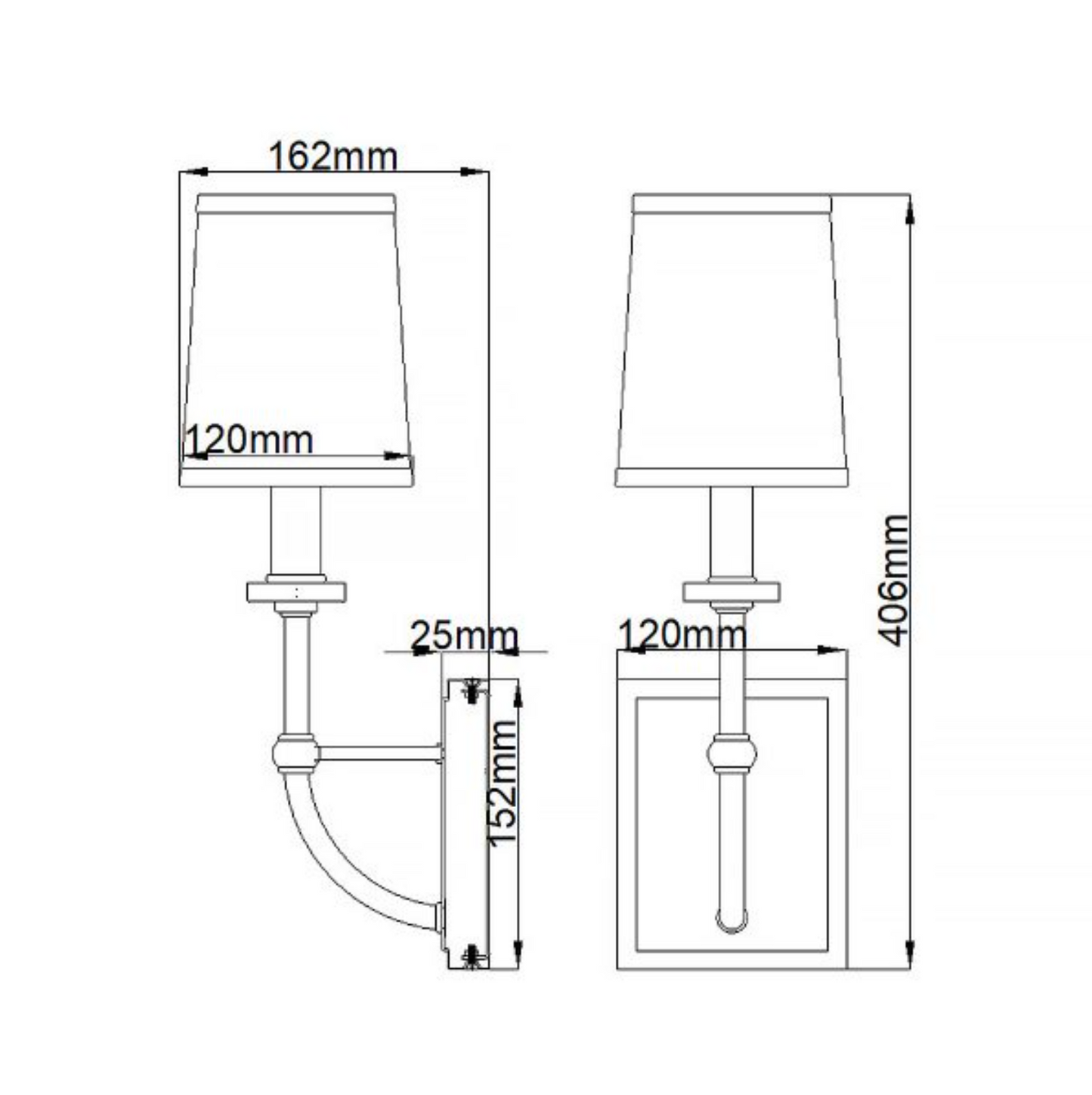 FEL Elegant Curved Arm Polished Chrome Bathroom Wall Light With Black Faux Silk Shade - ID 12591