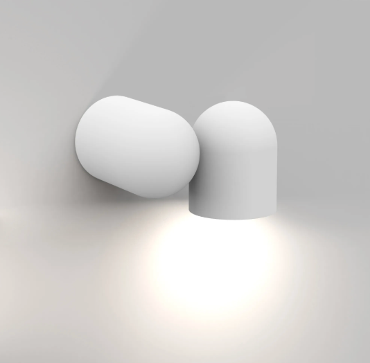 White Rounded Cylinder Wall or Ceiling GU10 Spotlight with switch - ID 13791