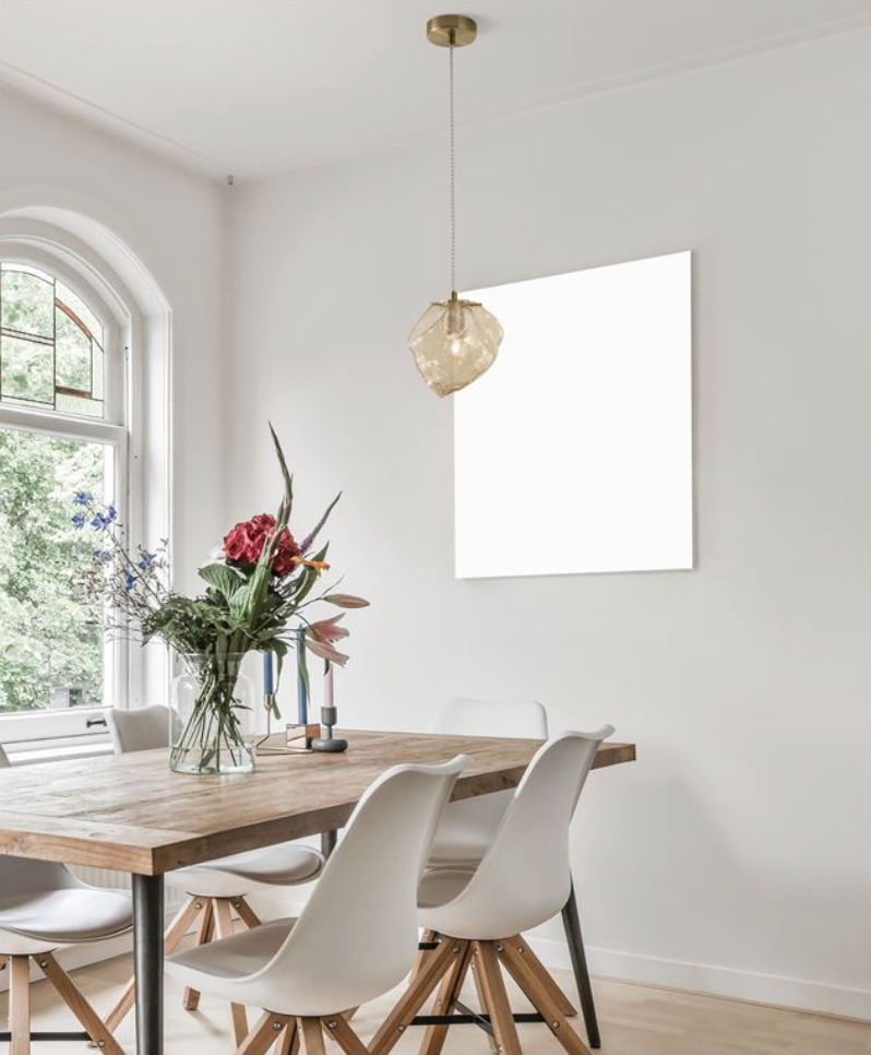 NL Cream Linen Pendant, Black Cable & Black Base, 38cm Diameter - ID 14498