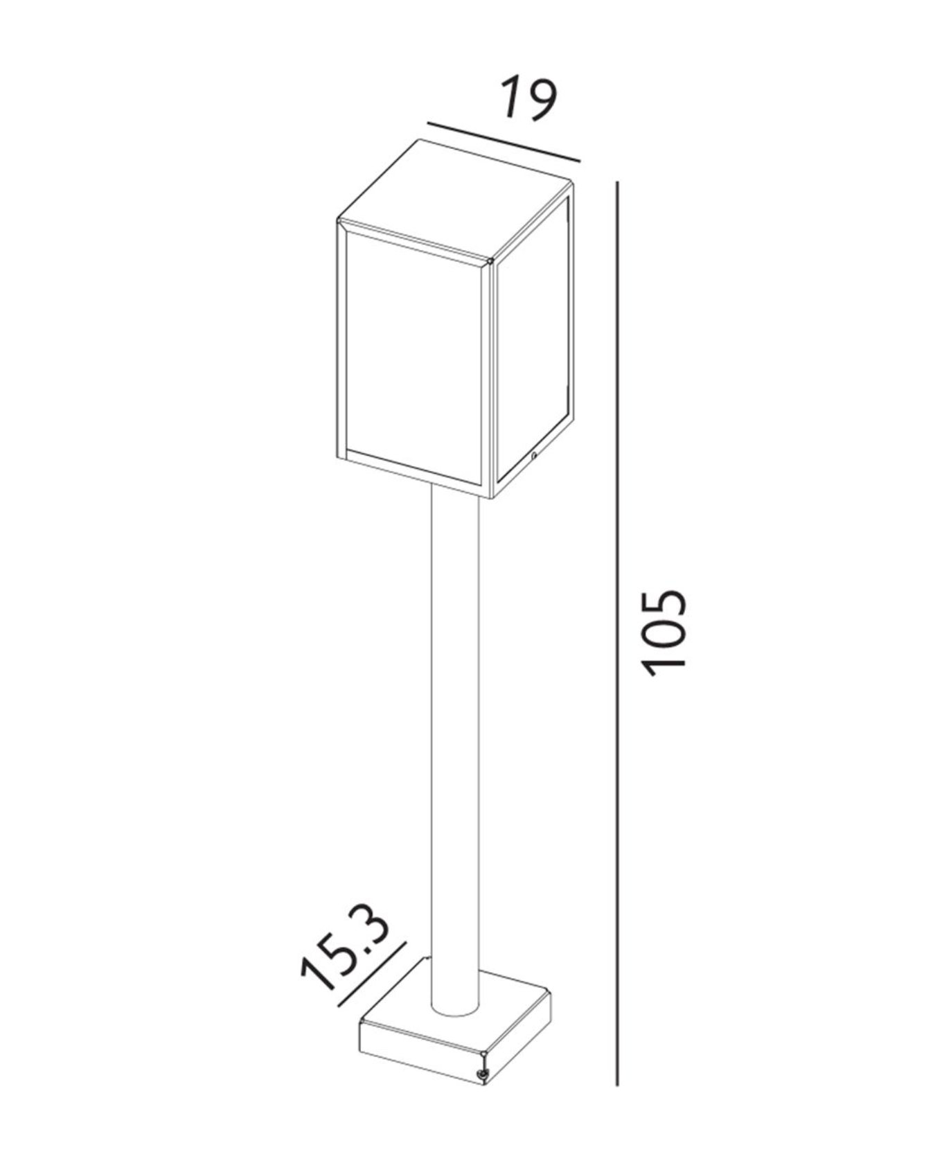 Oten 1lt Cube Exterior Pillar Light - ID 14632