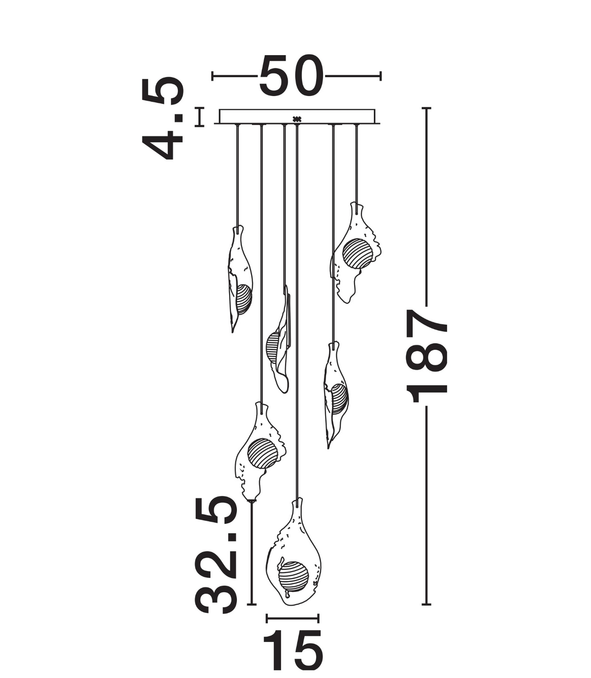 Rola Gold Steel & Opal Decorative 6 Light Multi Pendant - ID 15075
