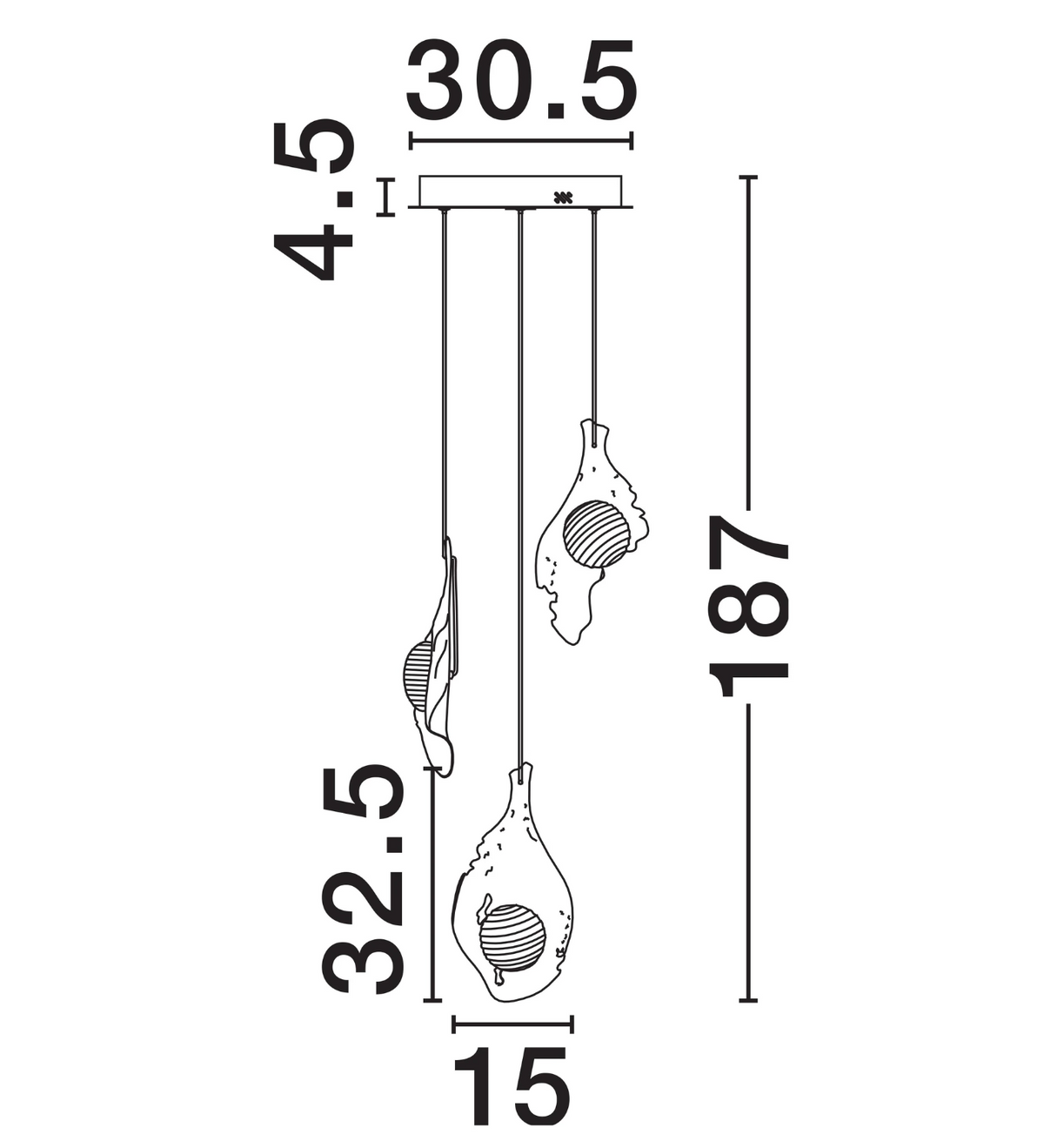 Rola Gold Steel & Opal Decorative 3 Light Multi Pendant - ID 15074