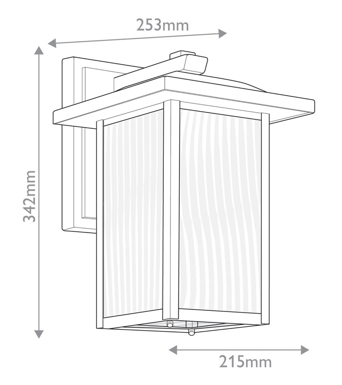 PANA Textured Glass & Black Medium Exterior Wall Lantern - ID 15154