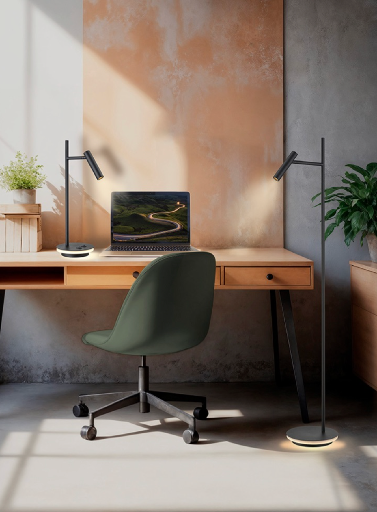 Lewi Matt Black Desk Light With Halo Base - ID 13719