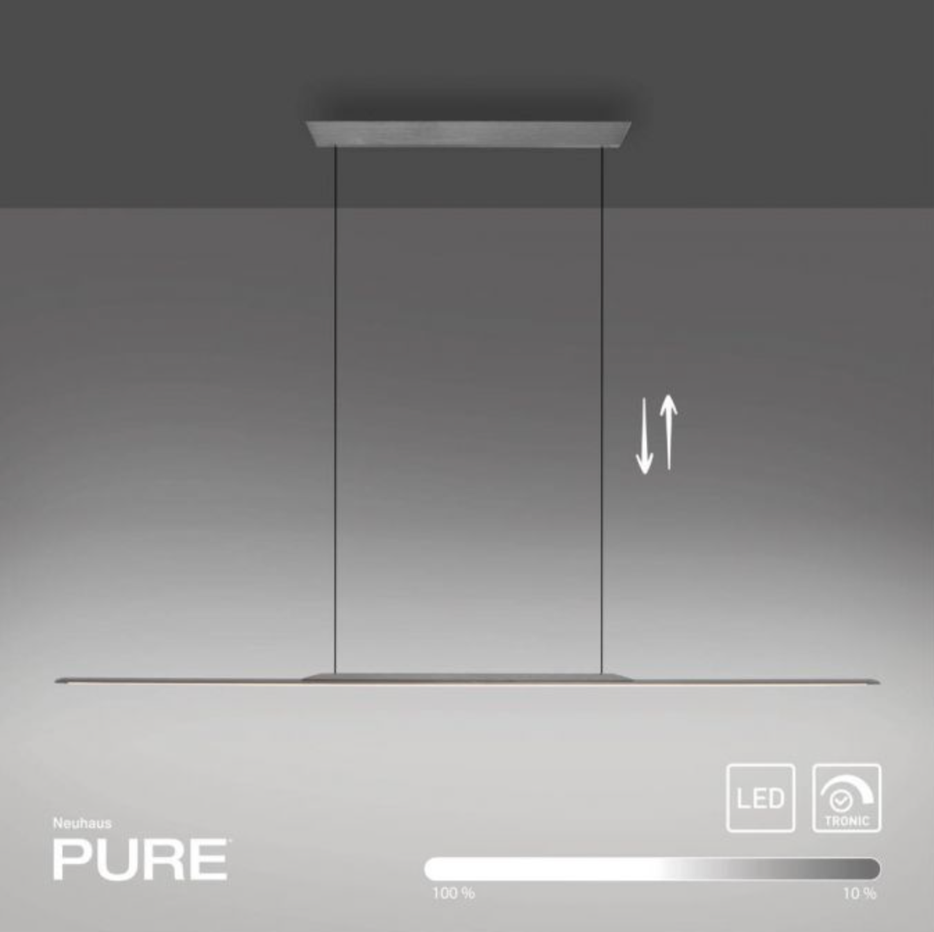 SureFlat 160 Height Adjustable Pendant Light Grey