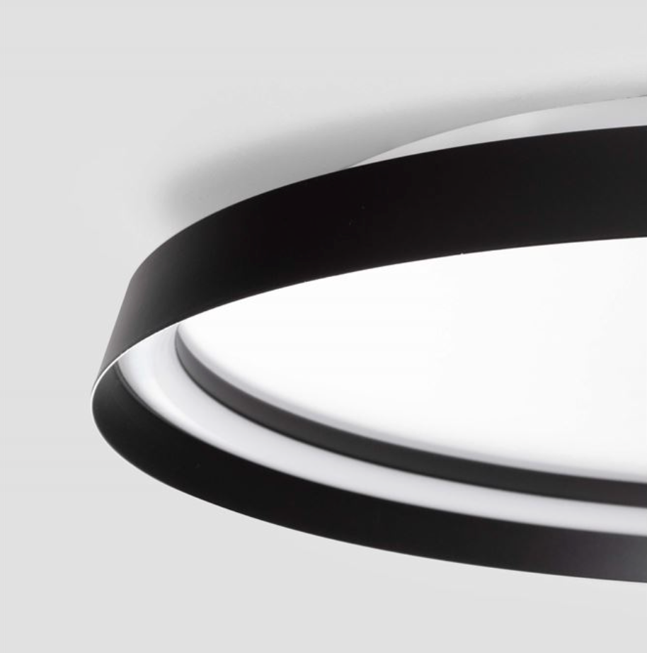 NL Ormie Sandy Black Round Semi Flush Ceiling Light 60cm - ID 14620