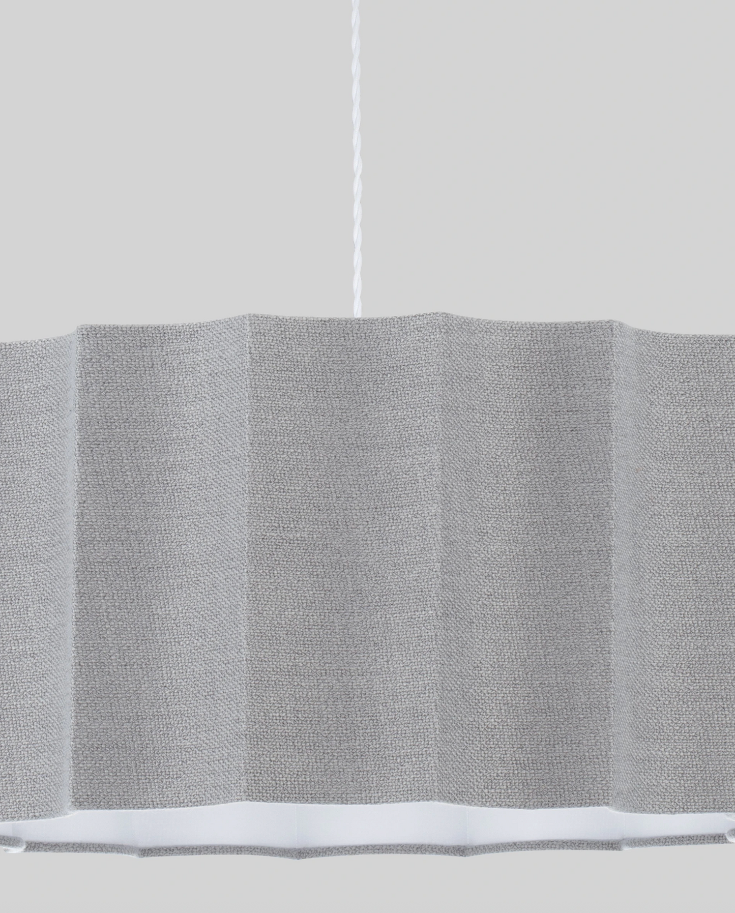 NL Alva Grey Linen Pendant, White Cable & White Canopy - ID 14679