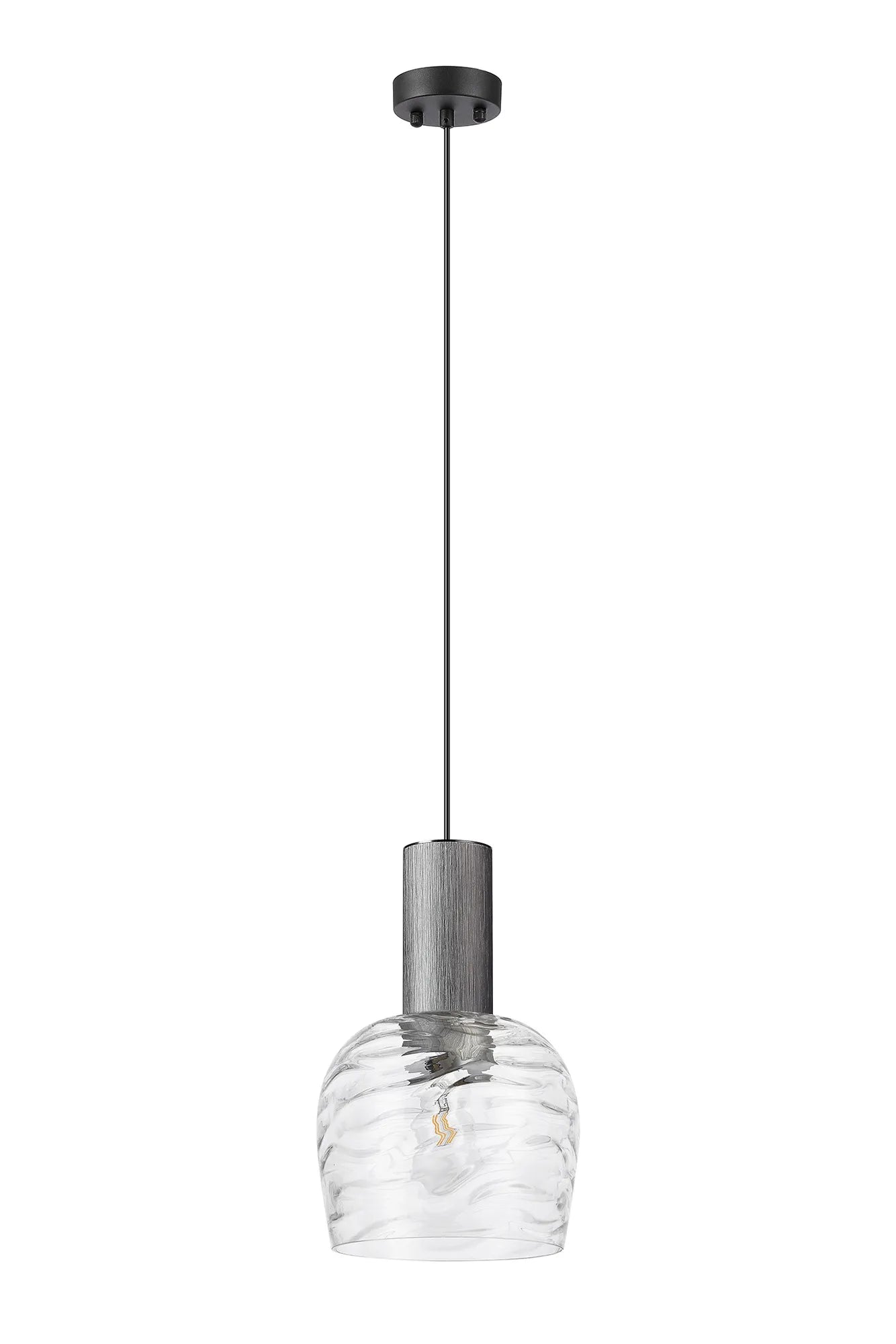 Gun Metal & Clear Wine Glass Pendant - ID 12493-V2
