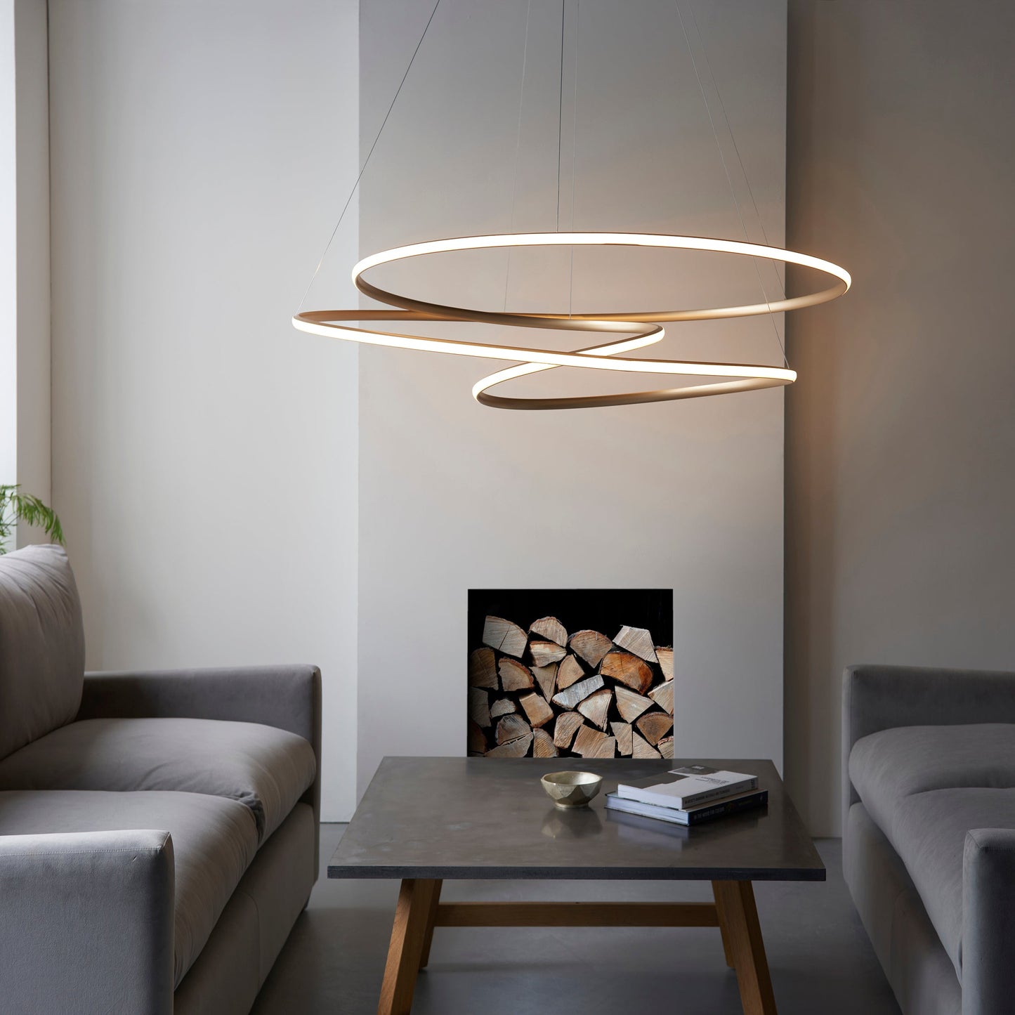 Satin Gold Extra Large LED Loop Pendant ID 11654