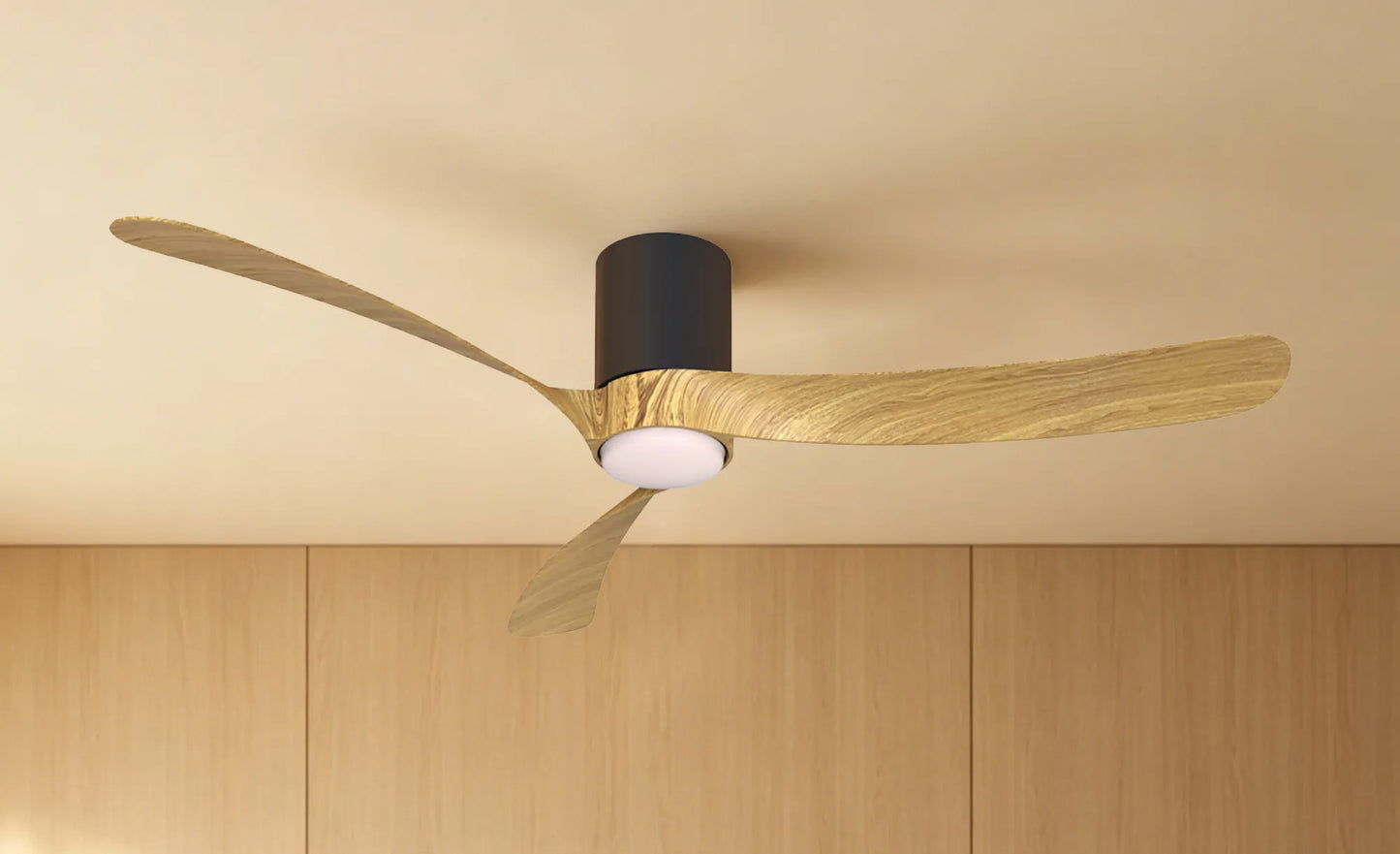 COL 132cm Ceiling Fan in Black with Fair Wood Blades - ID 14696