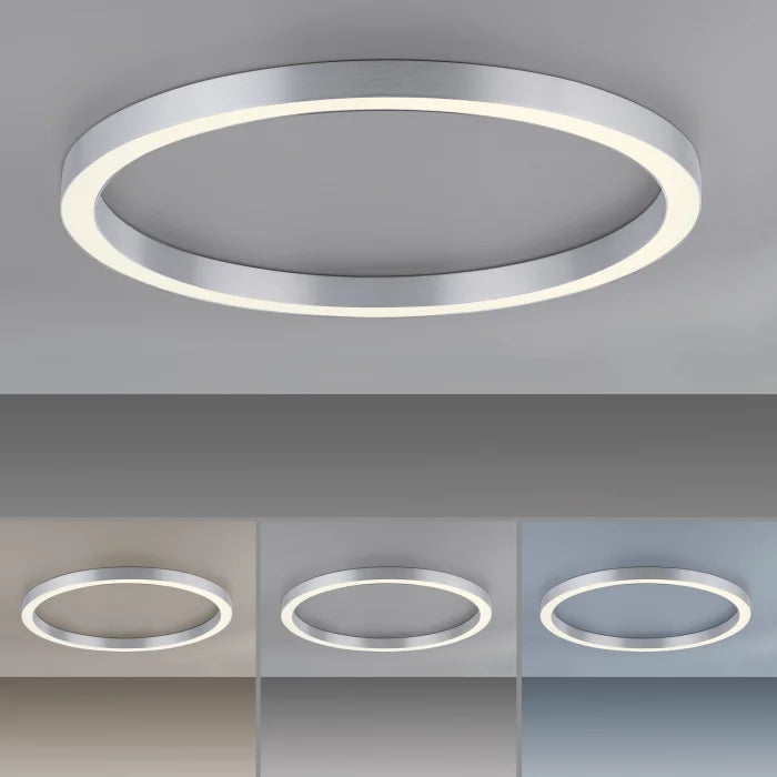Remote Controlled 70cm Ring Wall/Ceiling Light in Brushed Aluminium