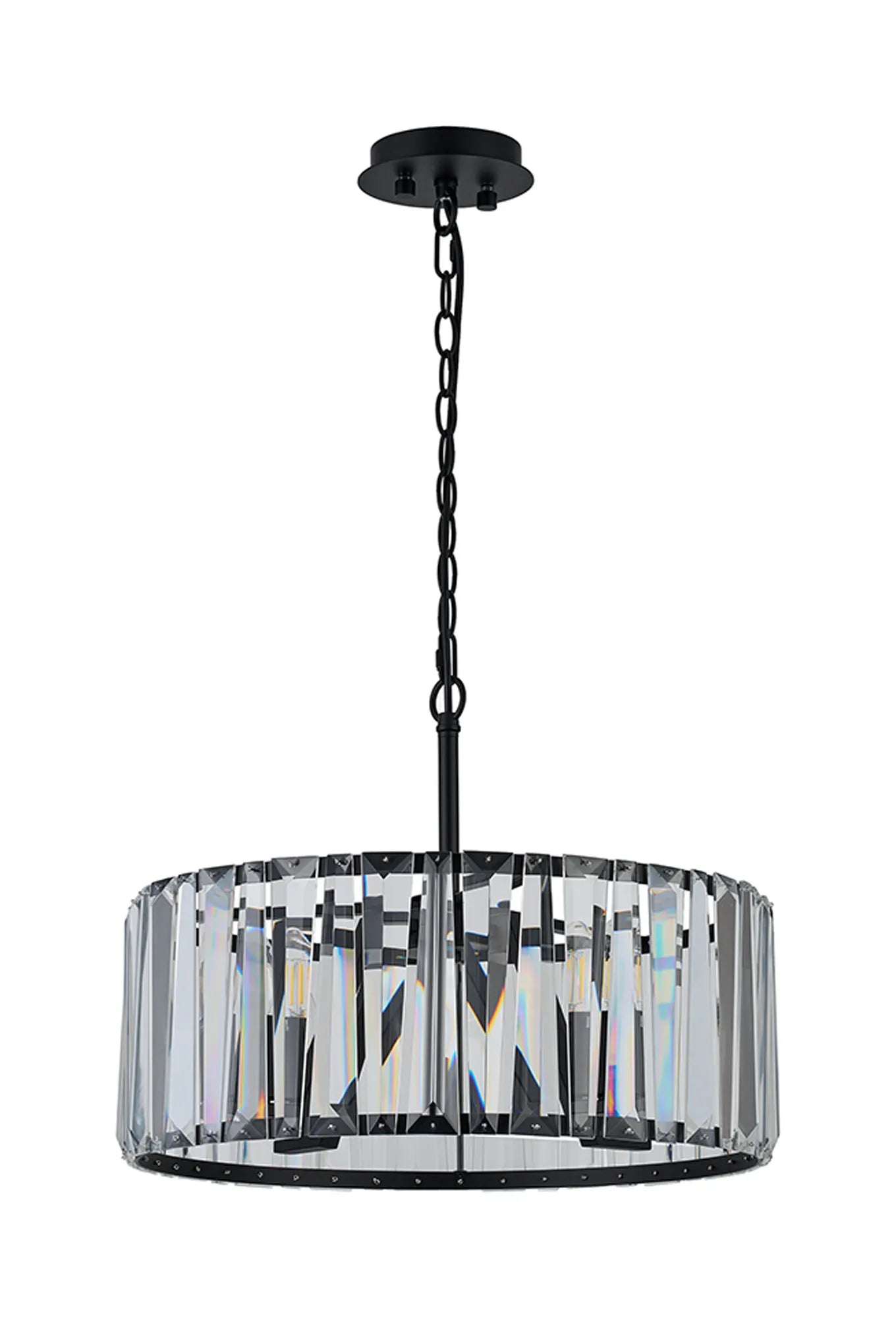 50cm Black Metalwork & Crystal Hoop Chandelier - ID 12497-V2