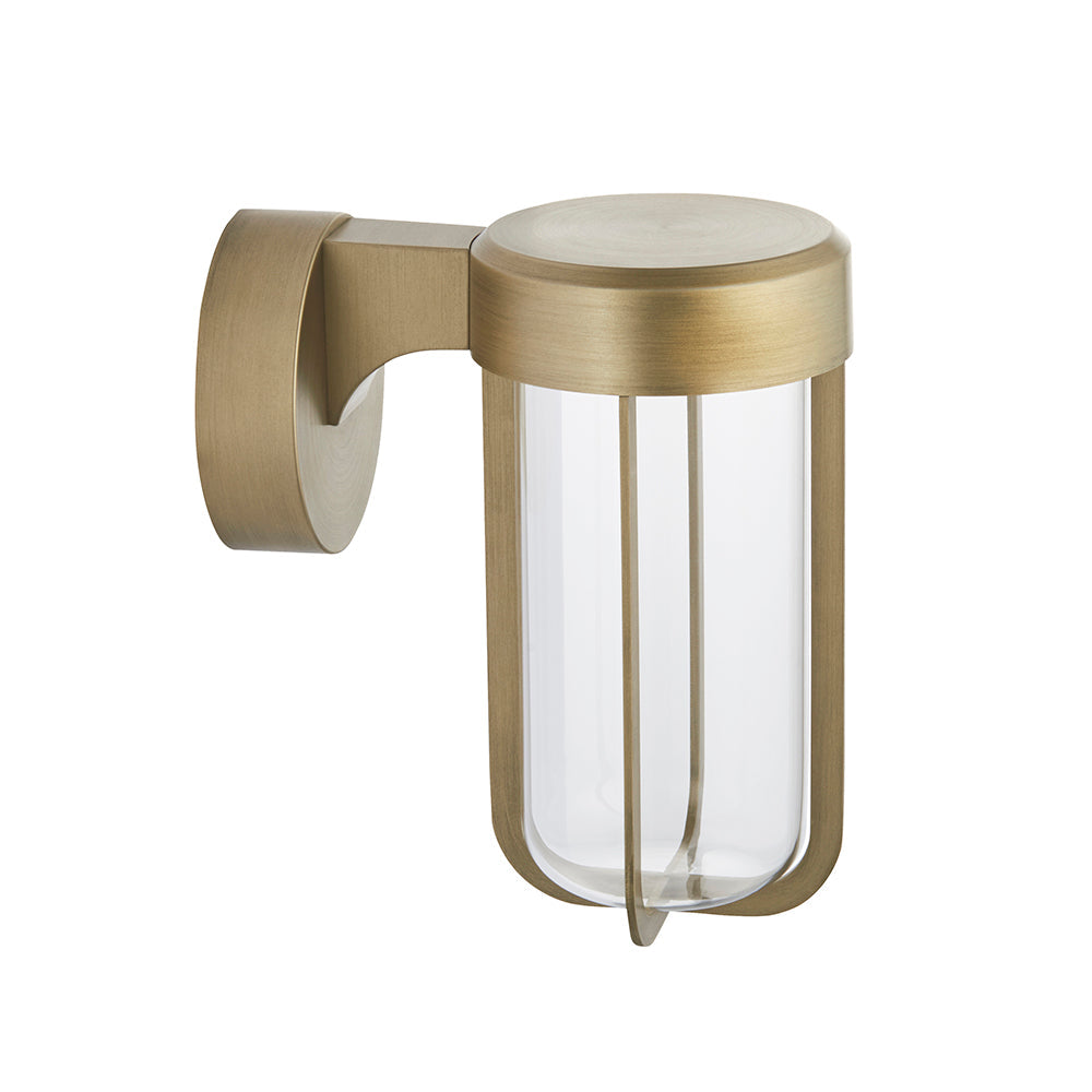 Die Cast IP44 LED Wall Light In Brushed Gold With Clear Glass  - ID 11072