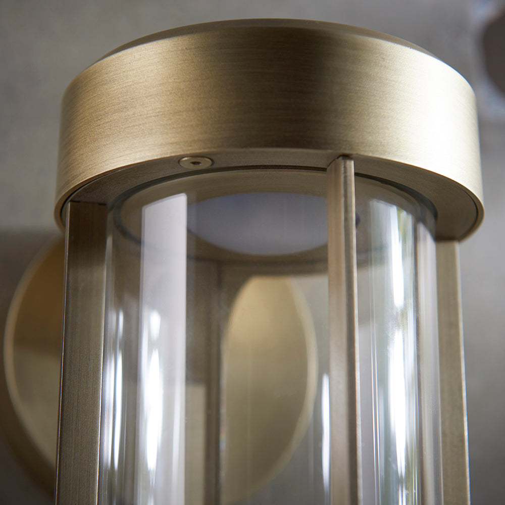 Die Cast IP44 LED Wall Light In Brushed Gold With Clear Glass  - ID 11072