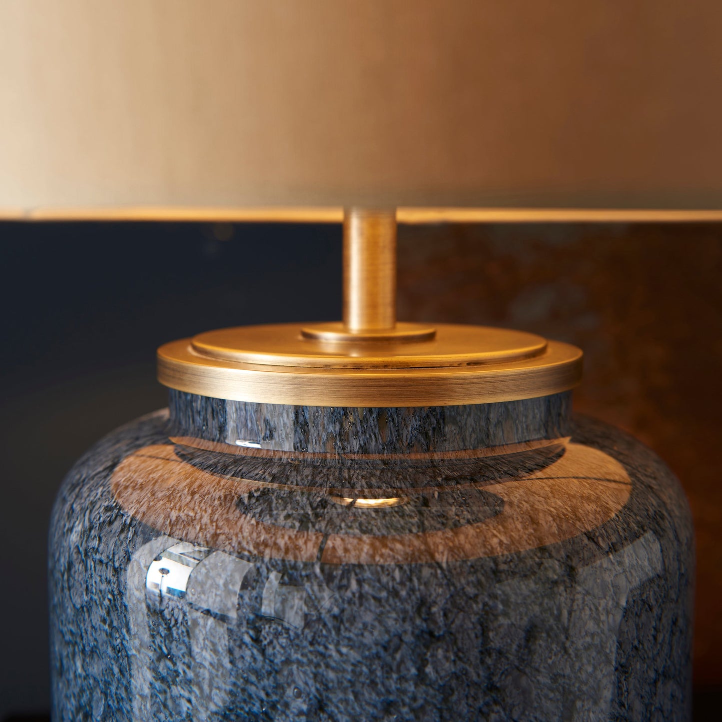 Cobalt glass table light with gold shade - ID 93067