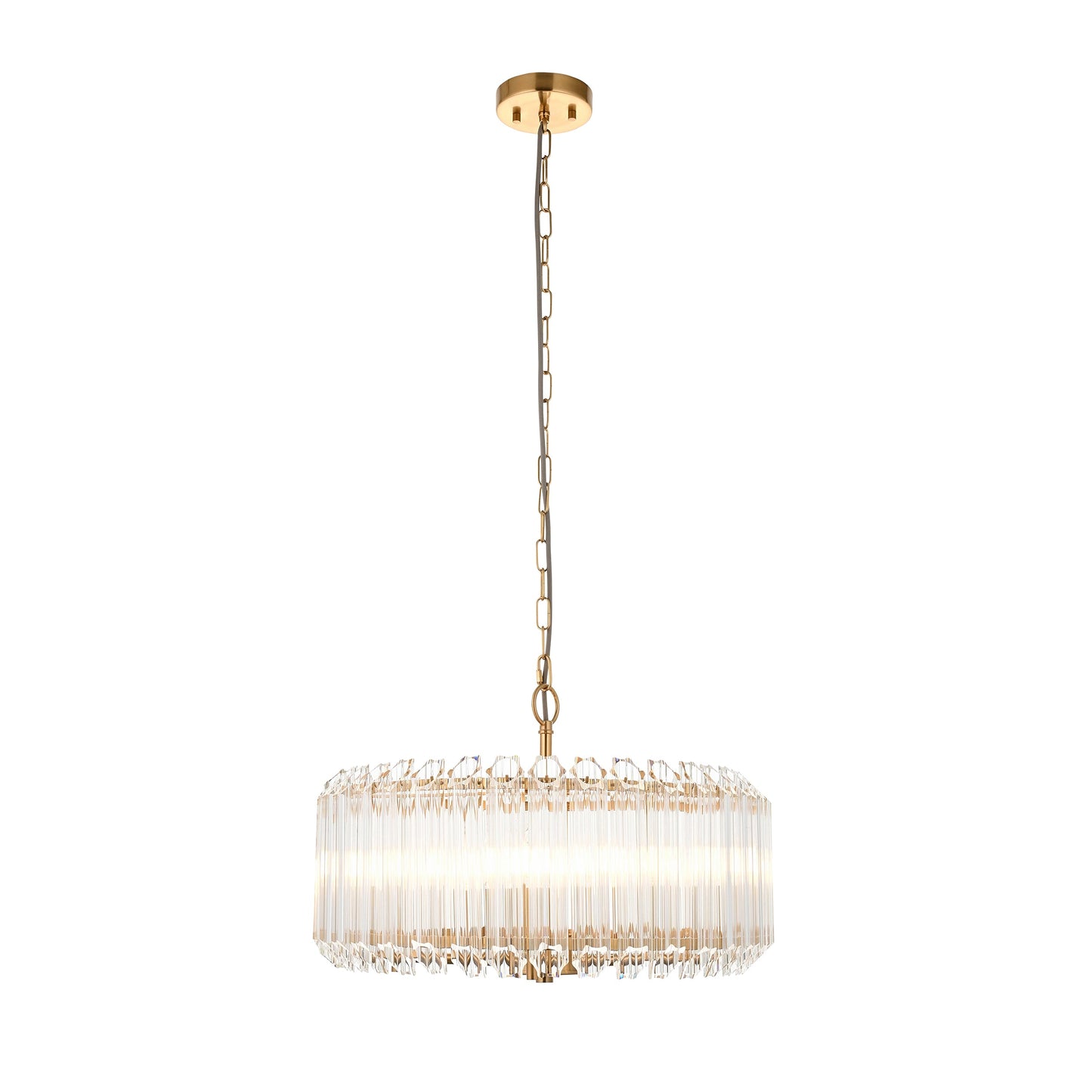 MBL ID 13979 brushed brass & glass chandelier 5 light 52cm diameter
