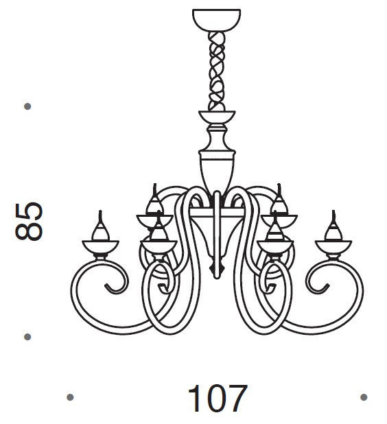 Baroque 9 Light Murano Glass Chandelier