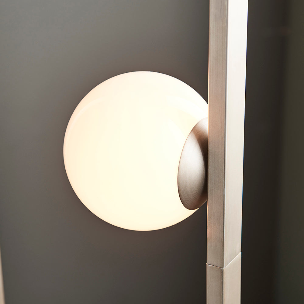 Geometric Brushed Silver & Opal Glass Floor Lamp - ID 11116