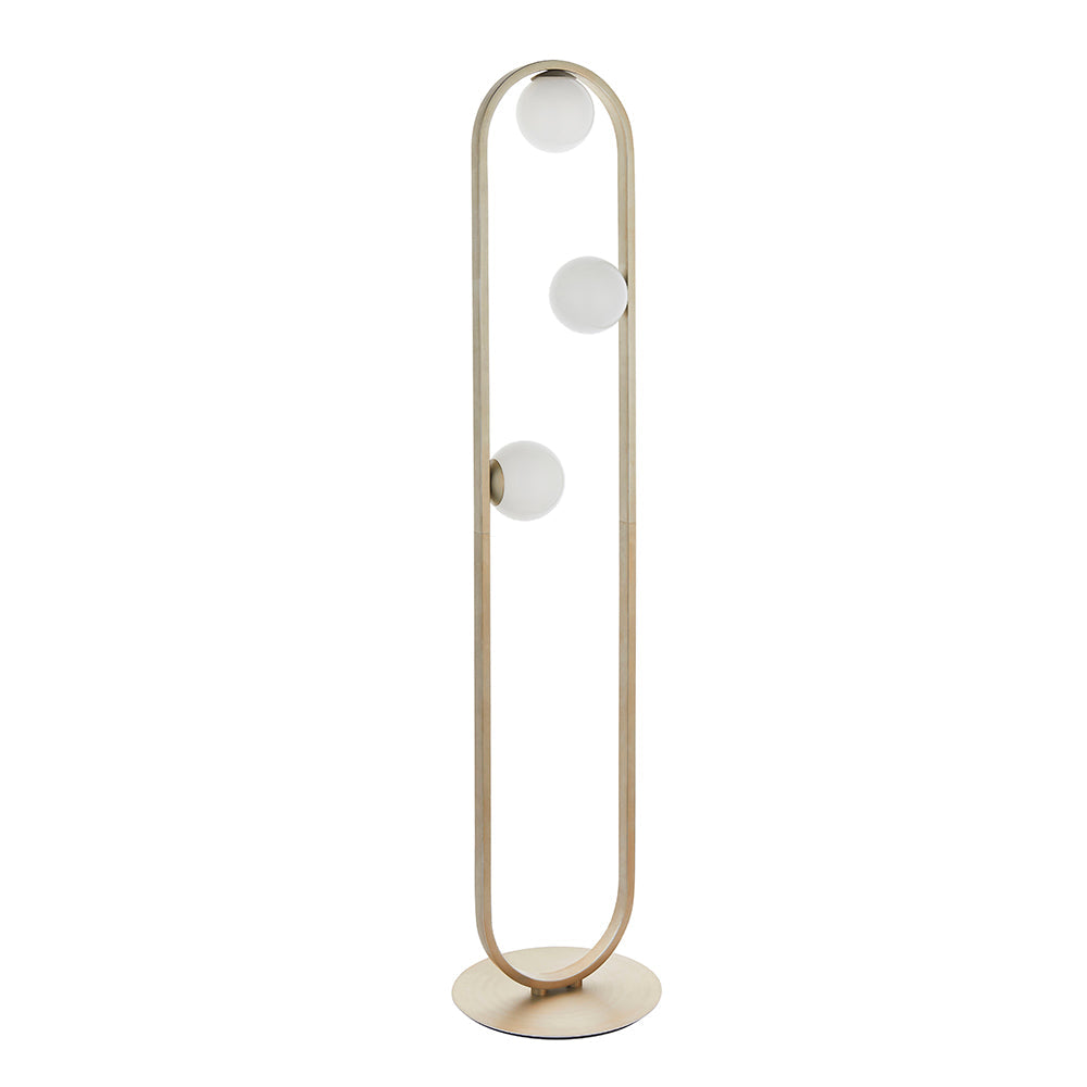 Geometric Brushed Silver & Opal Glass Floor Lamp - ID 11116