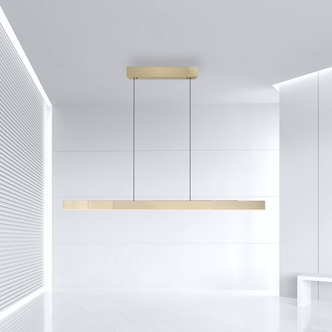 MOTRIS Matt Brass Remote Controlled Height & Length Adjustable LED Ceiling Light