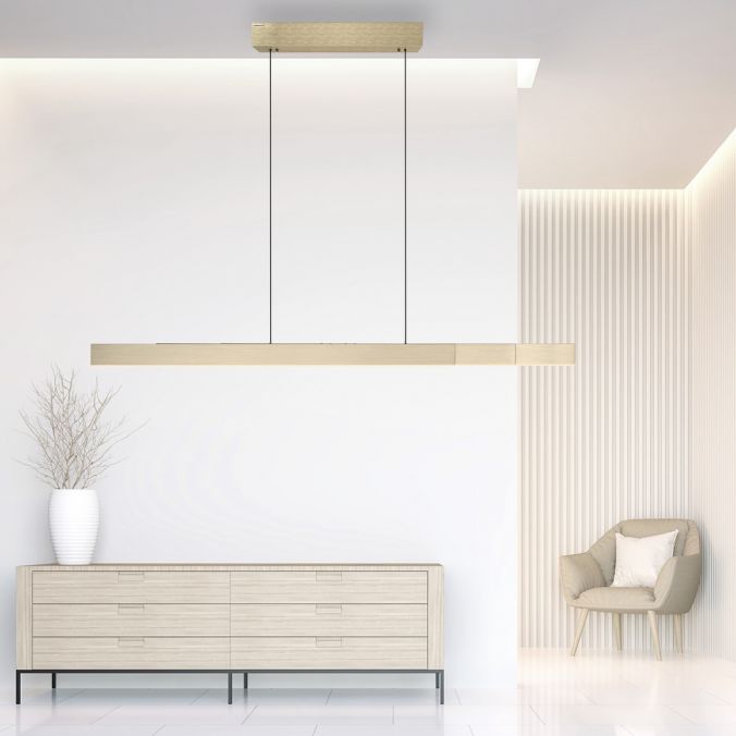 MOTRIS Matt Brass Remote Controlled Height & Length Adjustable LED Ceiling Light