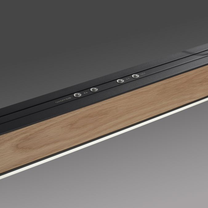 MOTRIS Natural Wood LED Ceiling Light buttons