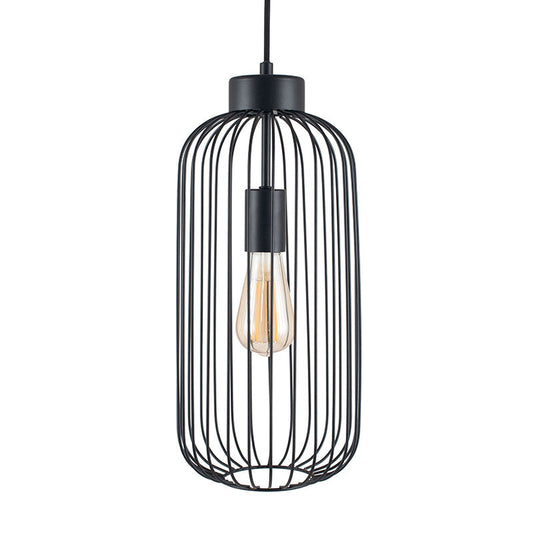 Culbokie Matt Black Metal Long Wire Pendant - ID 9868
