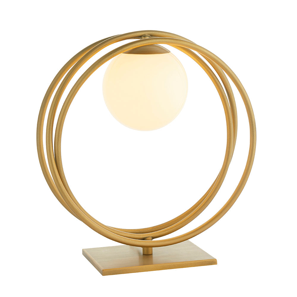 Brushed Gold & Opal Glass Table Lamp - ID 11154