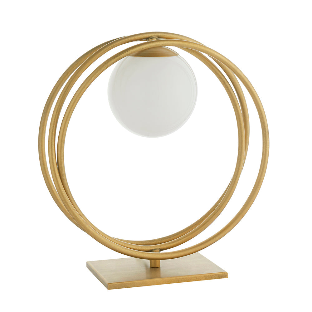 Brushed Gold & Opal Glass Table Lamp - ID 11154