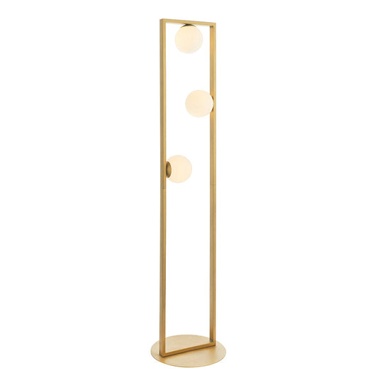 Geometric Brushed Gold & Opal Glass Floor Lamp - ID 11114